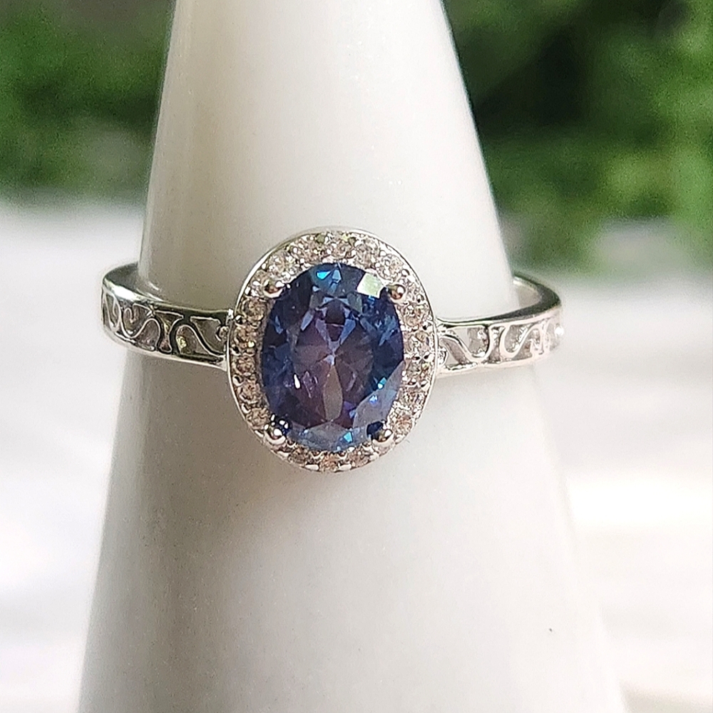 NWT Ryze Twilight Blue Cubic Zirconia .925 Sterling Silver Ring - Size 9.5